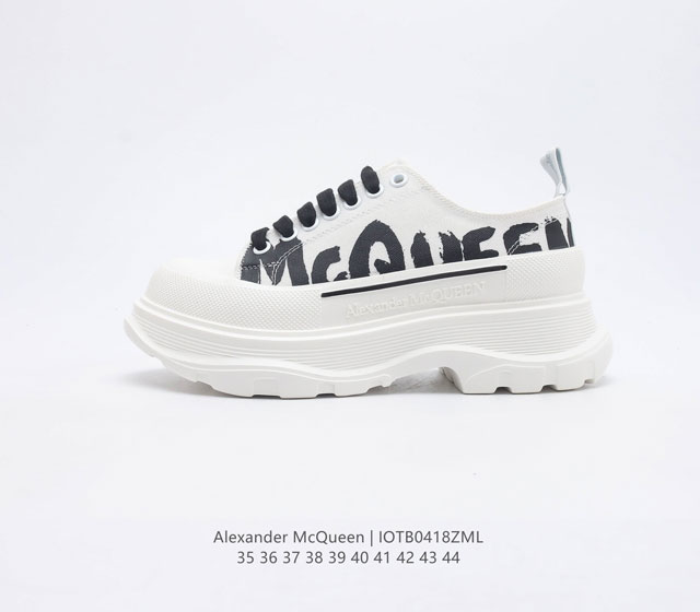 意大利高奢品牌 亚历山大 麦昆Alexander McQueen sole sneakers低帮时装厚底显高百搭休闲松糕鞋厚底增高帆布鞋 新款 官方同步发售