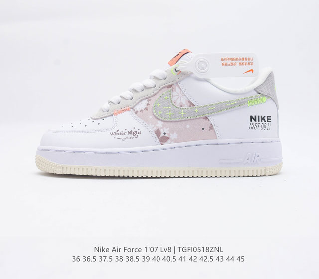 公司级 带半码 耐克Nike Air Force 1 Low 空军一号 雪中花语 粉嫩新春 低帮百搭休闲运动板鞋 货号 FB1853 111 码数 36 36