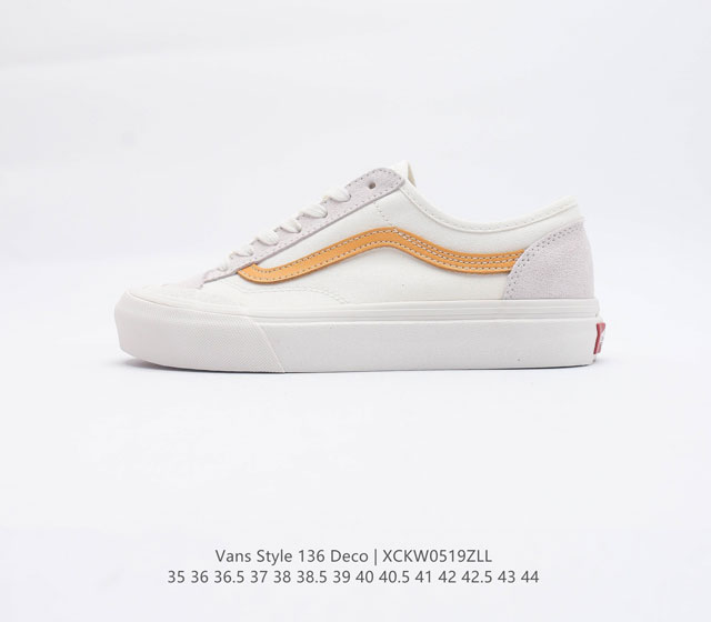 万斯 低帮 经典休闲板鞋 VANS Style 136 Deco经典低帮帆布休闲运动硫化滑板板鞋 码数 35 36 36.5 37 38 38.5 39 40