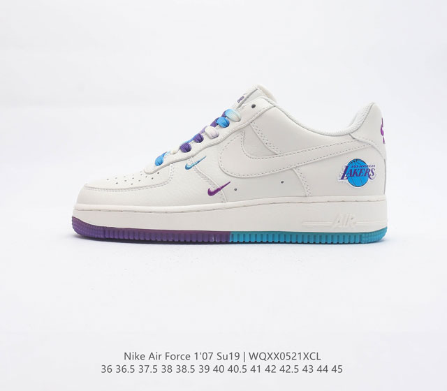 海外限量发售 公司级 Nike Air Force 1 Low 07 米兰紫 洛杉矶复古湖人城市限定低帮空军一号休闲板鞋 定制头成皮料 3M反光 原盒包装 原