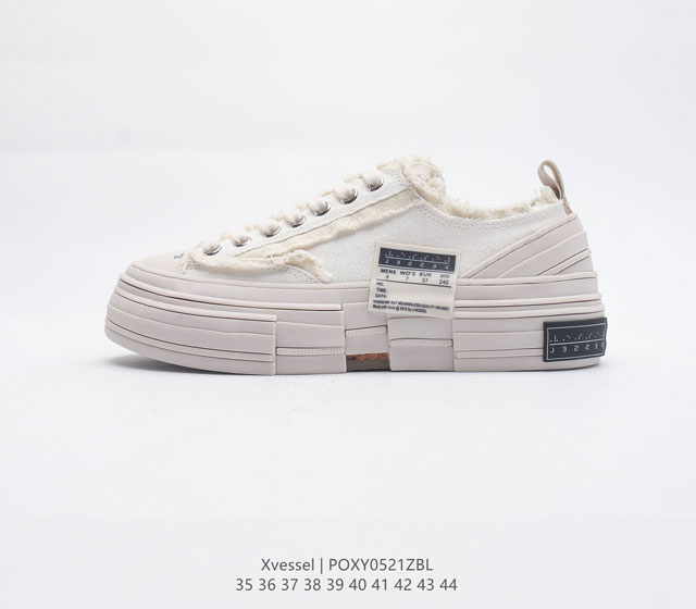 吴建豪个人新锐品牌xVESSEL G.O.P Mule Slip On 重工解构厚底软木运动鞋 百搭乞丐风增高帆布面板鞋 古法手工艺与皮鞋工艺完美结合制造 世