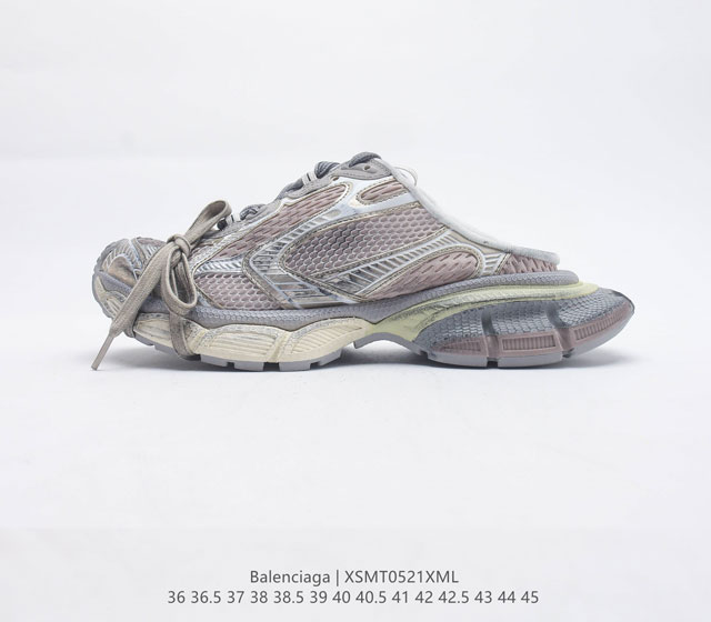 BALENCIAGA Sneakers 巴黎世家网布系带低帮半拖走秀复古老爹鞋 时尚包头运动鞋 全套原纸板楦头开发 最原汁原味的灵魂版型 胶水把控整洁度追求极