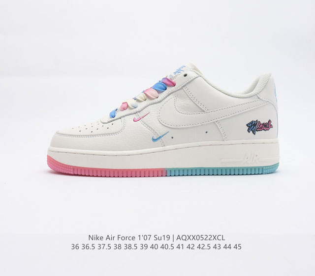 海外限量发售 公司级 Nike Air Force 1 Low 07 米粉蓝 迈阿密热火 NBA 城市限定低帮空军一号休闲板鞋 定制头成皮料 3M反光 原盒包