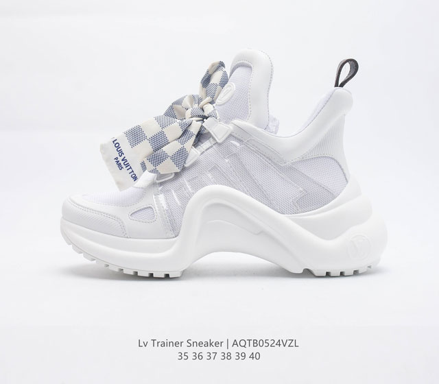 ns炸款米兰走秀风 高奢品牌 路易威登Louis Vuitton Archlight Sneakers LV真皮拼色减震网面运动弓型舞蹈复古老爹运动鞋 升级2