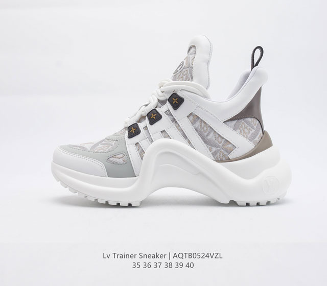 ns炸款米兰走秀风 高奢品牌 路易威登Louis Vuitton Archlight Sneakers LV真皮拼色减震网面运动弓型舞蹈复古老爹运动鞋 升级2