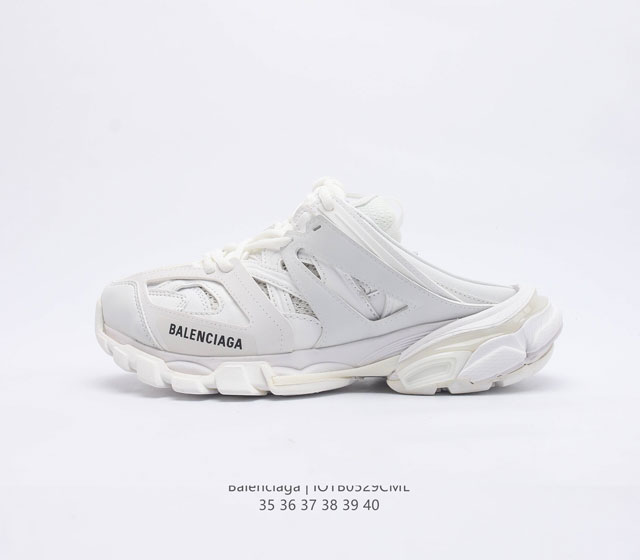 巴黎世家老爹鞋女士半拖鞋 解构主义完美诠释潮流新时尚Balenciaga Triple-S Sneaker 时装复古厚底 姥爷鞋 正确字体粗细 位置 大小 正