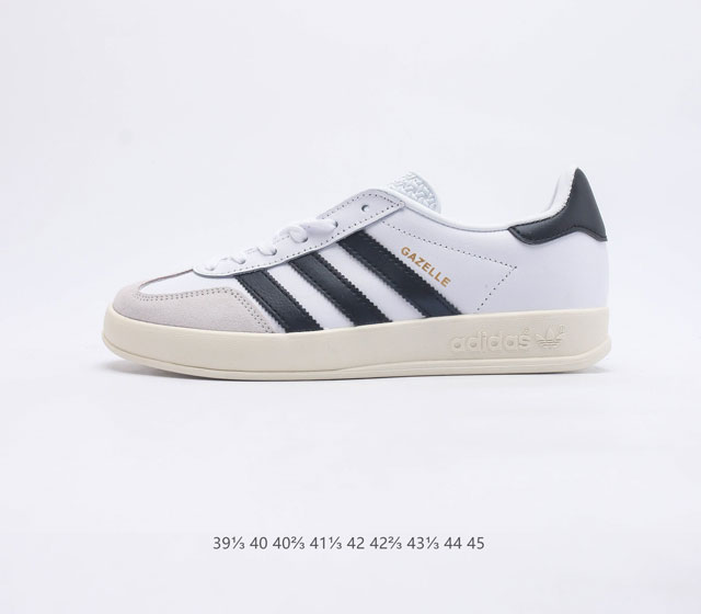 阿迪达斯 Adidas Originals Gazelle Indoor 复古三叶草防滑透明橡胶板鞋经典运动鞋 这款经典鞋 忠于原版设计 缀撞色三条纹和鞋跟饰