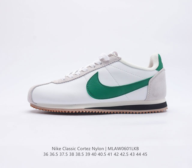 Nike Classic Cortez Nylon 耐克阿甘鞋男女子运动鞋 秉承元年款经典风格 糅合防水鞋面设计 令双足保持干爽舒适 防水锦纶鞋面强势抵御风雨