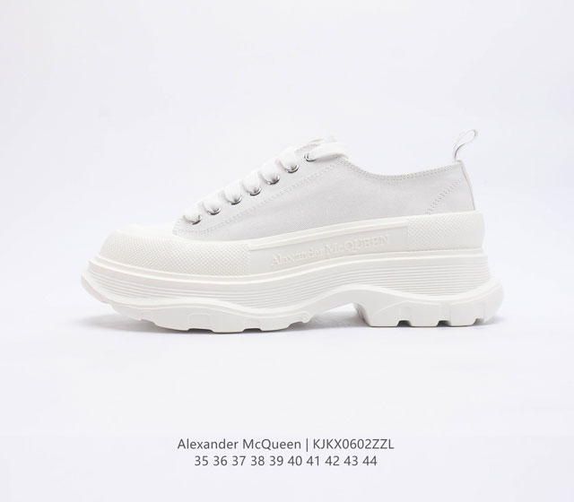 意大利高奢品牌-亚历山大 麦昆 Alexander McQueen sole sneakers 低帮时装厚底显高百搭休闲松糕鞋 女式厚底增高帆布鞋 新款 官方