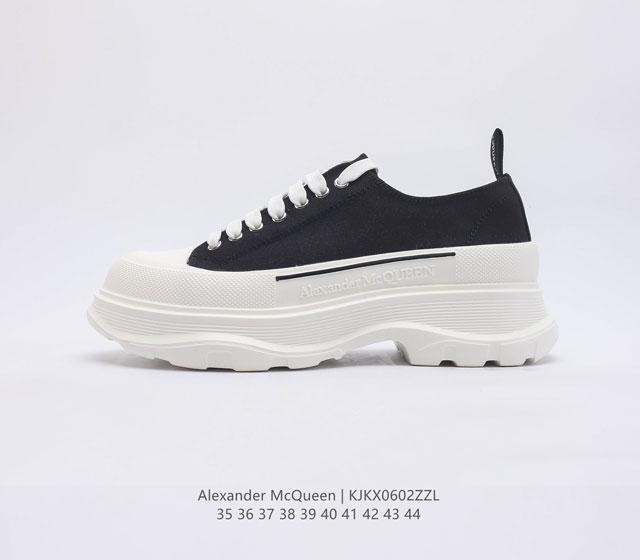 意大利高奢品牌-亚历山大 麦昆 Alexander McQueen sole sneakers 低帮时装厚底显高百搭休闲松糕鞋 女式厚底增高帆布鞋 新款 官方