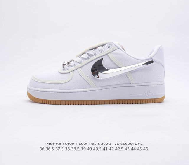 公司级AF1诞生35周年限定联名 说唱歌手 斯科特Travis Scott X Nike Air Force 1 Low ravis Scott White