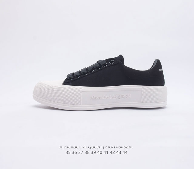 意大利高奢品牌-亚历山大 麦昆 Alexander McQueen sole sneakers 小白鞋 低帮时装厚底显高百搭休闲松糕鞋 女式厚底增高帆布鞋 新