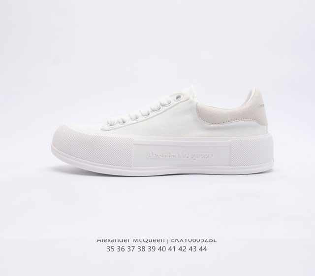 意大利高奢品牌-亚历山大 麦昆 Alexander McQueen sole sneakers 小白鞋 低帮时装厚底显高百搭休闲松糕鞋 女式厚底增高帆布鞋 新