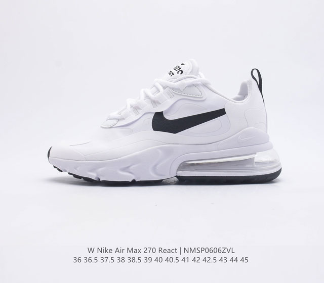 耐克 Nike Air Max 270 React SE White Black Blue Pulse 270系列后半掌气垫百搭运动慢跑鞋#采用网面材质鞋面#