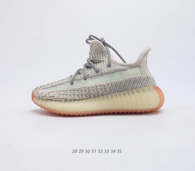 真爆 Adidas 阿迪达斯儿童运动鞋 Yeezy Boost 350 V2 椰子 350 休闲透气缓震舒适 百搭轻便中底慢跑鞋 椰子鞋经典运动鞋中性跑鞋 是