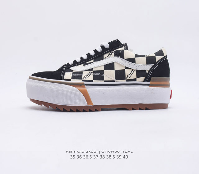 万斯Vans Old Skool Platform 范斯官方 轻便耐磨舒适厚底休闲帆布鞋 尺码 35 36 36.5 37 38 38.5 39 40 编码