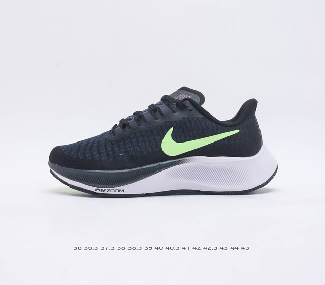 公司级 带气垫 耐克 Nike Air Zoom Pegasus 37 登月跑鞋登月37代 马拉松 透气缓震疾速跑鞋 采用透气网眼鞋面搭配外翻式鞋口 为脚跟区