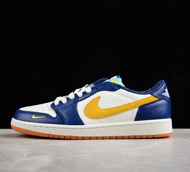 Air Jordan 1 Low AJ1 深蓝米白黄加州大学洛杉矶 乔1低帮经典复古文化休闲运动篮球鞋DM7866-997 尺码 36 36.5 37.5 3