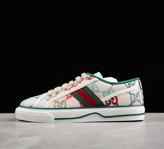 纯原级 Gucci Tennis 1977 Print Sneaker 古驰帆布印花复古休闲运动板鞋 独家定制 全身20几个细节点全部做到一致还原 吊打市面所