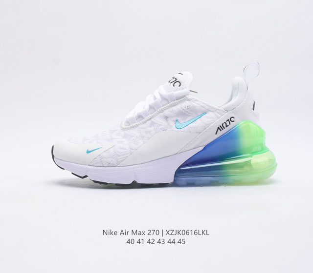 耐克 Nike Air Max 270透气后掌半气垫慢跑鞋 兼具非凡优质外观和出色穿着体验 性能出众的一双跑步鞋 动感且活力满满 3M白绿 货号 AQ