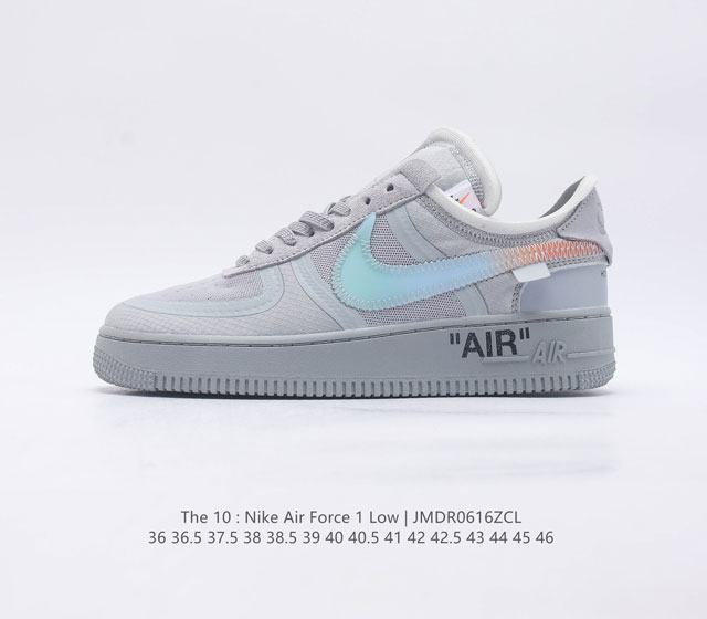 耐克Nike OFF-WHITE x Air Force 1 OW联名空军一号 鞋款延续了此次联名的设计风格 鞋身内侧同样印有大面积标语 水晶中底点缀醒目