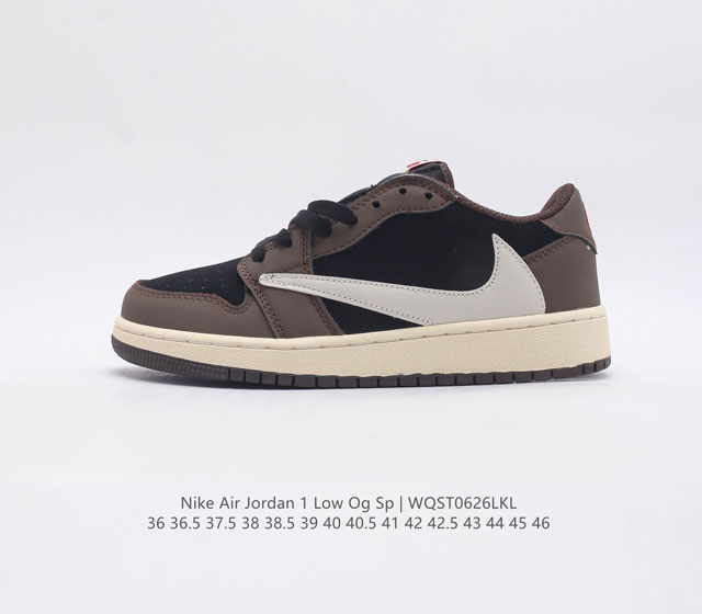 耐克运动鞋 Nike Air Jordan 1 Low Og Sp 倒勾 低帮篮球鞋 Aj1 乔丹1代 Aj1 乔1 反向脚趾复古运动鞋 亮点之处在于鞋侧