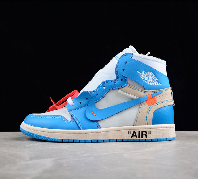 Off White X Air Jordan Ow Aj1 乔1联名北卡蓝 高帮篮球鞋 Aq0818-148 尺码 36 36.5 37.5 38 38.