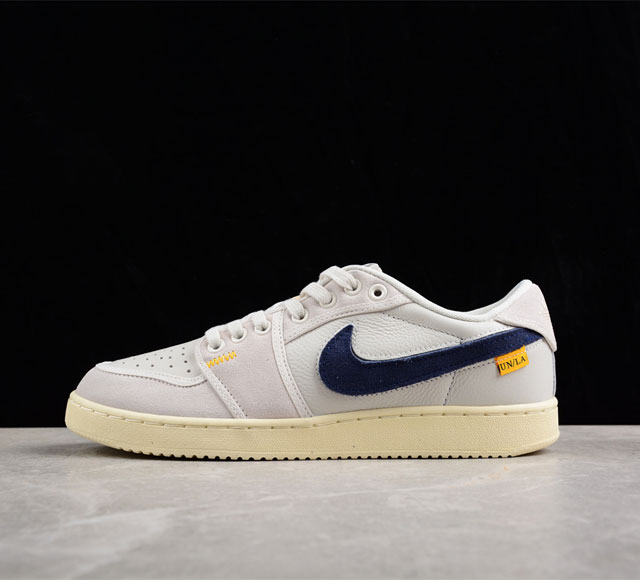 Uion La X Air Jordan Aj1 Ko Low 联名白灰 低帮复古篮球鞋 Dz4864-100 #选用皮革与麂皮材质进行设计 鞋侧 Swoo