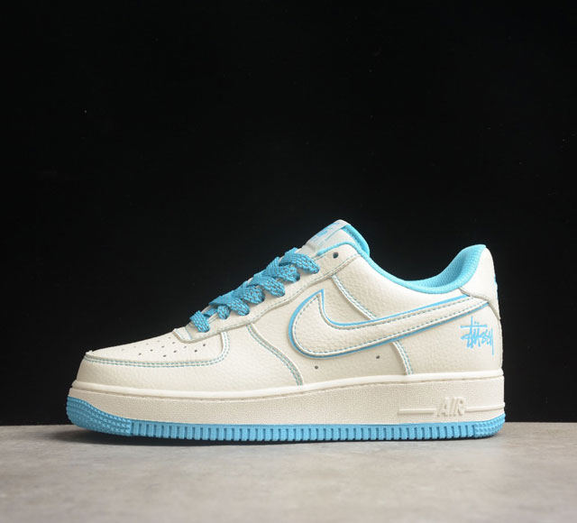 Stussy X Nk Air Force 1'07 Low 斯图西联名 米浅蓝反光空军一号低帮休闲板鞋 Un1635-666 打造纯正空军版型#专注外贸渠