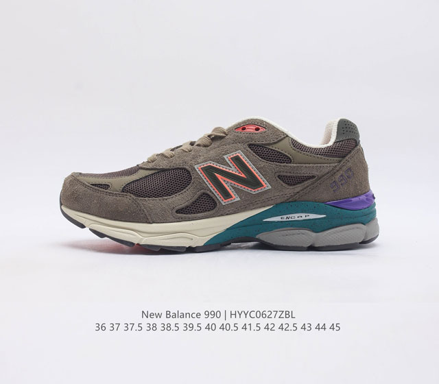 新百伦 New Balance Nb990 V3系列 高端美产990系列简约经典舒适百搭时尚复古休闲鞋缓震透气跑步鞋 该鞋款采用mcd Motion Con