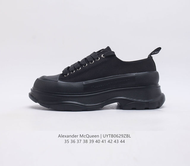 意大利高奢品牌-亚历山大 麦昆 Alexander Mcqueen Sole Sneakers 低帮时装厚底显高百搭休闲松糕鞋 男女式厚底增高帆布鞋 官方同步发