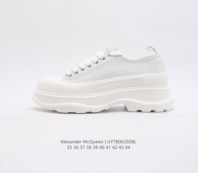 意大利高奢品牌-亚历山大 麦昆 Alexander Mcqueen Sole Sneakers 低帮时装厚底显高百搭休闲松糕鞋 男女式厚底增高帆布鞋 官方同步发