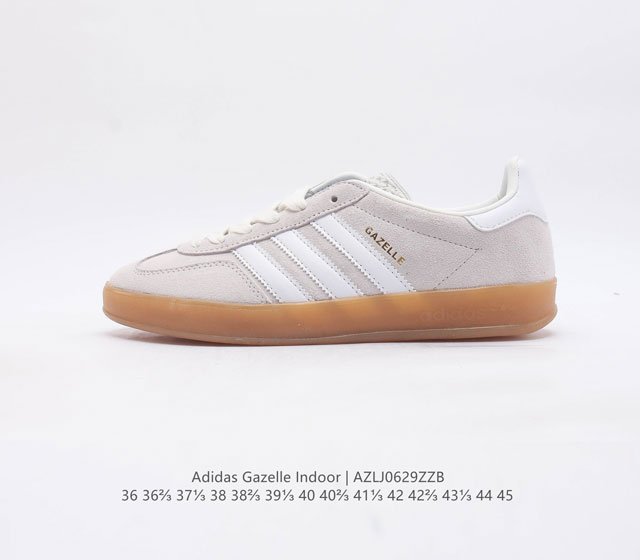 真标 阿迪达斯 Adidas Originals Gazelle Indoor 复古三叶草防滑透明橡胶板鞋经典运动鞋 经典鞋,忠于原版设计,缀撞色三条纹和鞋