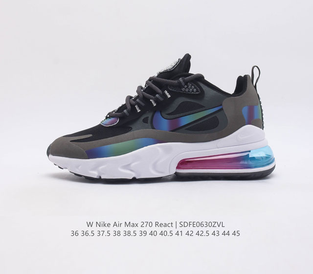 耐克 Nike Air Max 270 满天星混合科技后掌半气垫休闲运动慢跑鞋 设计灵感源自两款搭载大型air缓震配置的经典鞋款 该鞋款后跟增加nk大型air气