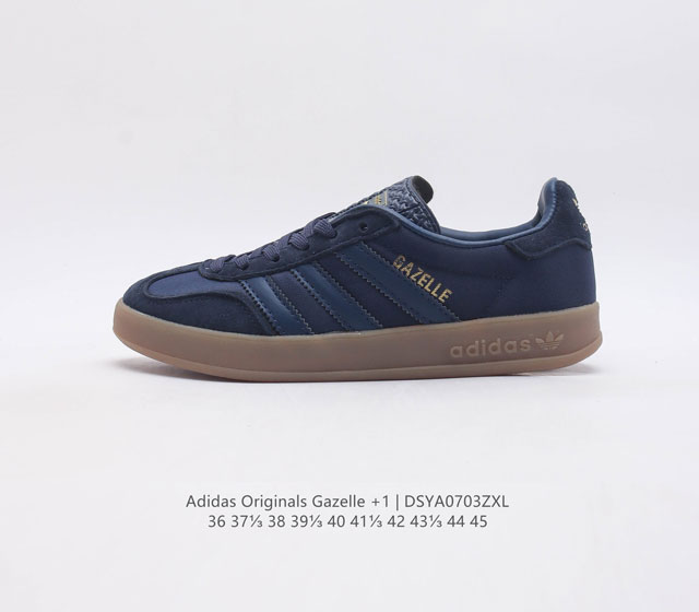 阿迪达斯adidas Originals Gazelle Indoor 三叶草复古防滑耐磨低帮板鞋 Hq8717 鞋款采用柔软的绒面革和耐用的皮革衬里融合在橡胶