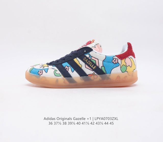 阿迪达斯 Adidas 中性三叶草gazelle系列休闲鞋男女经典运动鞋 鞋身特殊的磨毛皮革材质和简单百搭的特点 让 Gazelle 一直活跃在街头 T字鞋