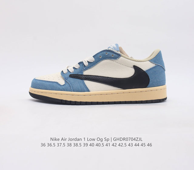 耐克运动鞋 Nike Air Jordan 1 Low Og Sp 倒勾 低帮篮球鞋 Aj1 乔丹1代 Aj1 乔1 反向脚趾复古运动鞋 亮点之处在于鞋侧的倒置