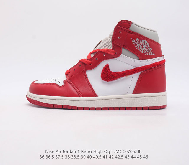 耐克 Nike Air Jordan 1 Retro High Og 乔丹一代 Aj1 乔1 篮球鞋复刻运动鞋 皮面高帮板鞋的设计灵感源自运动夹克 带你重温入选