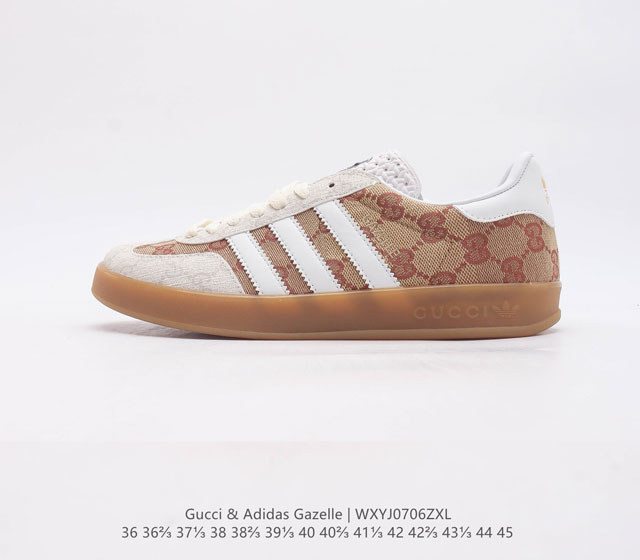 重磅联名 Adidas Originals X Gucci Gazelle 联名经典休闲板鞋 意大利2022时装周走秀款 德训鞋休闲鞋 货号 707848