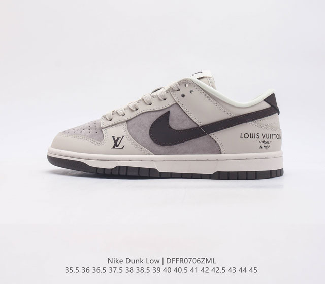 耐克nike Sb Dunk Low Pro X Lv 路易威登 联名复古低帮休闲运动滑板板鞋 采用脚感柔软舒适zoomair气垫 有效吸收滑板等极限运动在落地