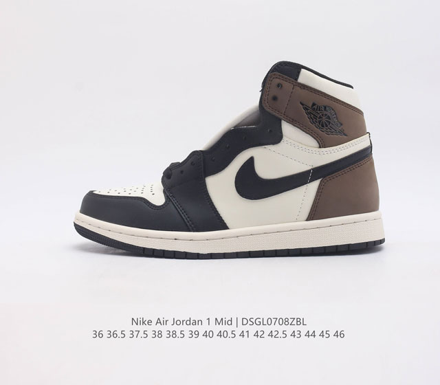 耐克 乔丹1 Nike Air Jordan 1 Mid Aj1乔1运动鞋 乔丹一代 复古休闲篮球鞋 高帮设计 提高了与足部的贴合度 给人不一样的穿着体验 高帮