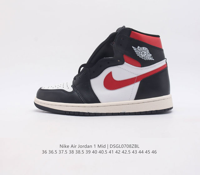 耐克 乔丹1 Nike Air Jordan 1 Mid Aj1乔1运动鞋 乔丹一代 复古休闲篮球鞋 高帮设计 提高了与足部的贴合度 给人不一样的穿着体验 高帮