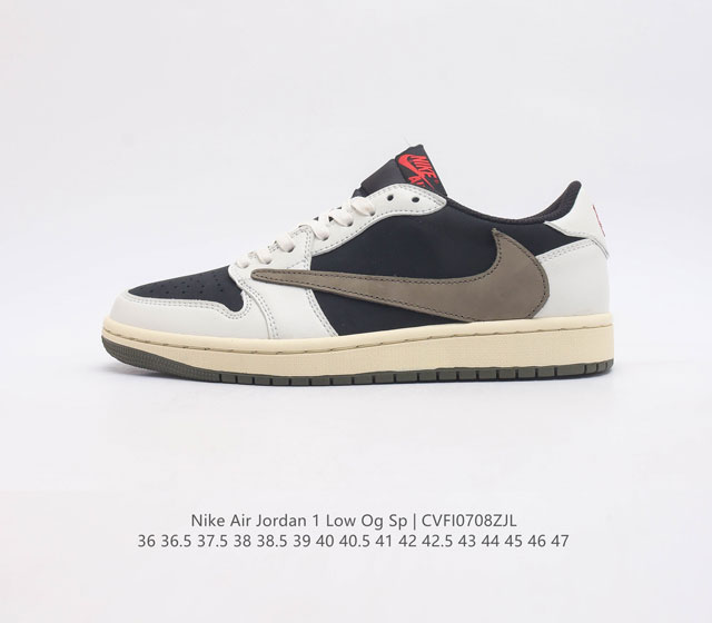 耐克运动鞋 Nike Air Jordan 1 Low Og Sp 倒勾 低帮篮球鞋 Aj1 乔丹1代 Aj1 乔1 反向脚趾复古运动鞋 亮点之处在于鞋侧的倒置