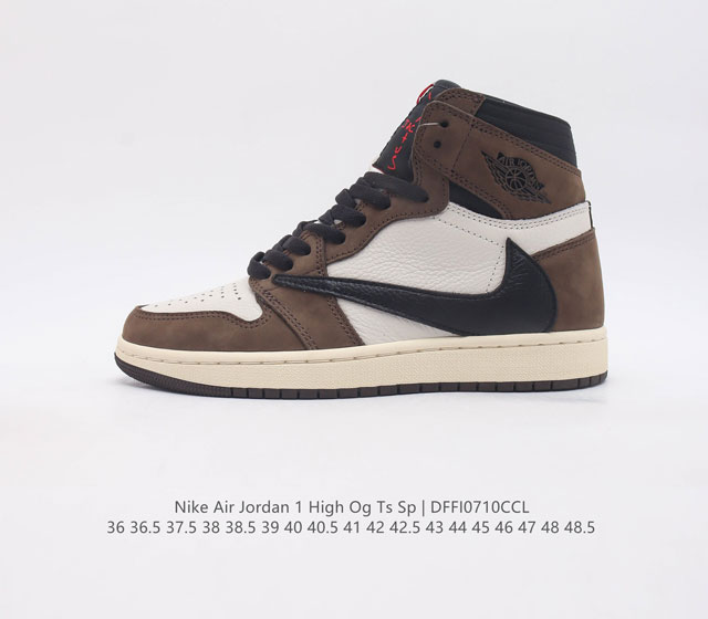 耐克 乔1Aj1 高帮篮球 板鞋 Travis Scott X Air Jordan1 High Og Ts Sp 闪电倒钩 高帮男女同款运动鞋 乔丹篮球鞋系列