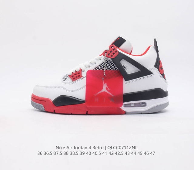 耐克 Nike Air Jordan 4 Retro Og迈克尔 乔丹aj4代中帮复古休闲运动文化篮球鞋 秉承轻量化的速度型篮球鞋设计思想完成设计 降低重量