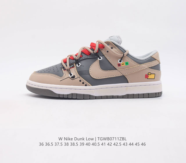 耐克 男女鞋 Nike Dunk Low 运动鞋解构绑带复古板鞋 尽情迈步 彰显个性风采 采用柔软皮革鞋面 经久耐穿 塑就如元年款 Dunk 般的复古质感 DD