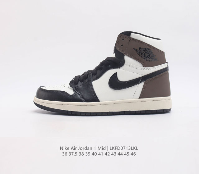 耐克 乔丹1 Nike Air Jordan 1 Mid Aj1乔1运动鞋 乔丹一代 复古休闲篮球鞋 高帮设计 提高了与足部的贴合度 给人不一样的穿着体验 高帮 - 点击图像关闭