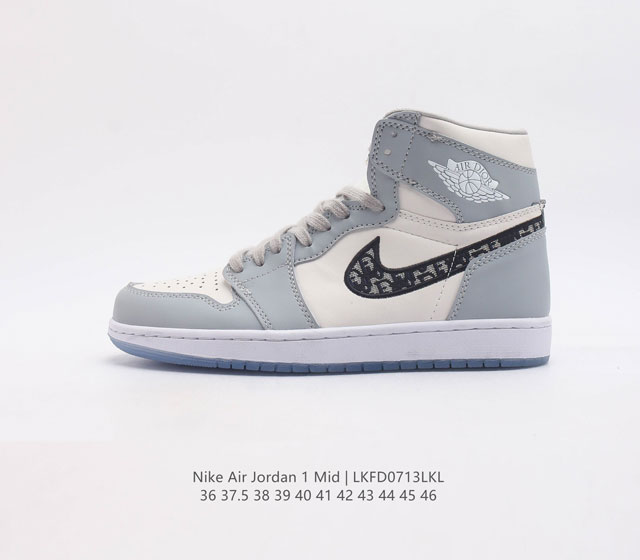 耐克 乔丹1 Nike Air Jordan 1 Mid Aj1乔1运动鞋 乔丹一代 复古休闲篮球鞋 高帮设计 提高了与足部的贴合度 给人不一样的穿着体验 高帮