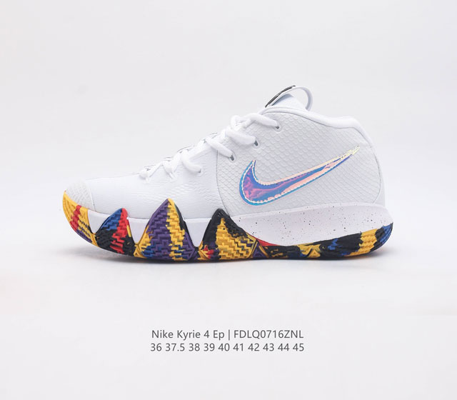 真标耐克nike Kyrie Low 4 Ep 欧文4代低帮男子实战篮球鞋 鞋身轮廓延续欧文一贯的犀利造型 鞋面采用轻质网面搭配皮革呈现 兼顾轻质透气与支撑包裹