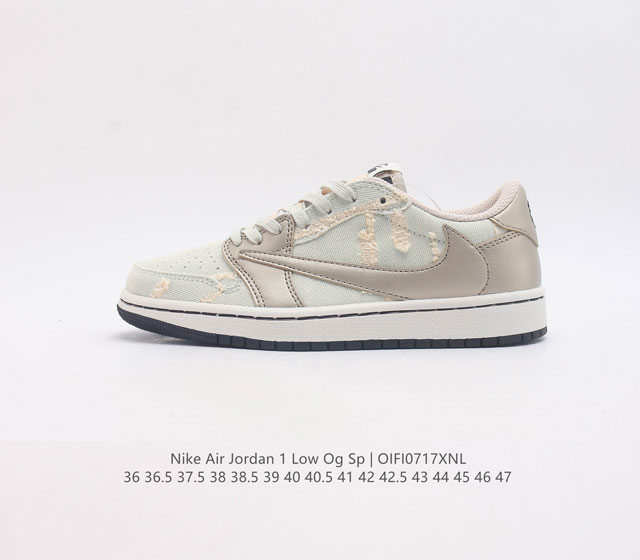 耐克运动鞋 Nike Air Jordan 1 Low Og Sp 倒勾 低帮篮球鞋 Aj1 乔丹1代 Aj1 乔1 反向脚趾复古运动鞋 亮点之处在于鞋侧的倒置